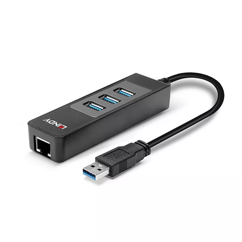 Concentrador USB y convertidor Gigabit Ethernet Lindy 43176