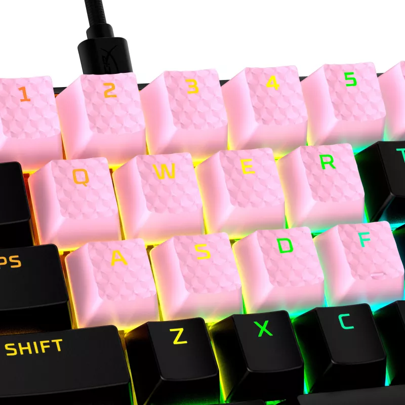 Juego de teclas HyperX Rubber Keycaps para gaming Rosa Distribución US para interruptores estilo HyperX y Cherry MX