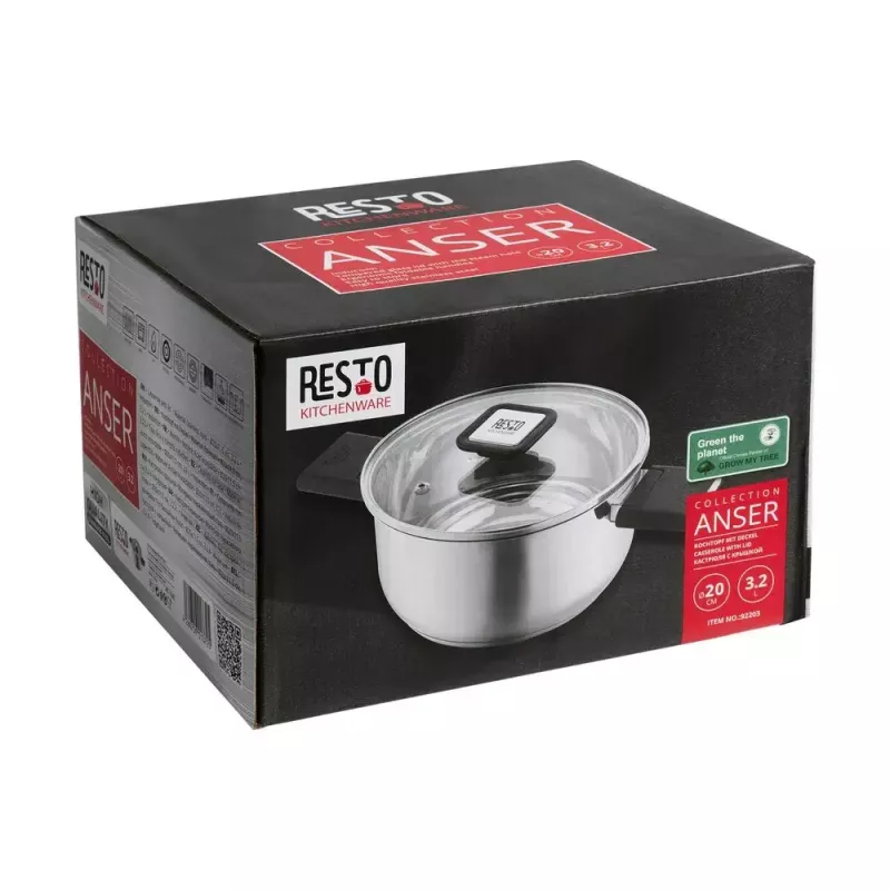 Olla Resto Kitchenware Anser 3,2 L Redonda Acero inoxidable Negro