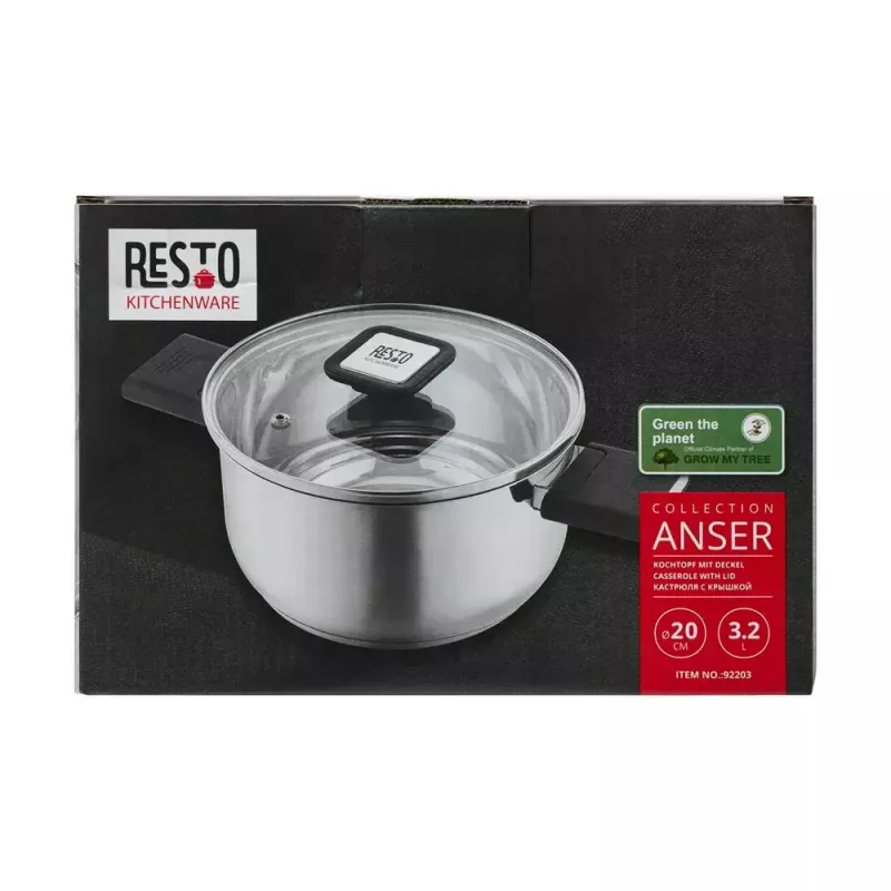 Olla Resto Kitchenware Anser 3,2 L Redonda Acero inoxidable Negro