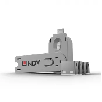 Bloqueador de puertos Lindy USB Port Blocker Pack de 4 Código de color Blanco