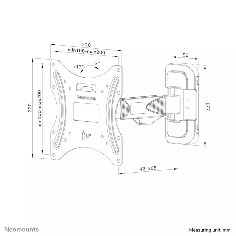 Soporte de pared para TV Neomounts WL40-540BL12 32-55 inch - Full-Motion - montaje sencillo