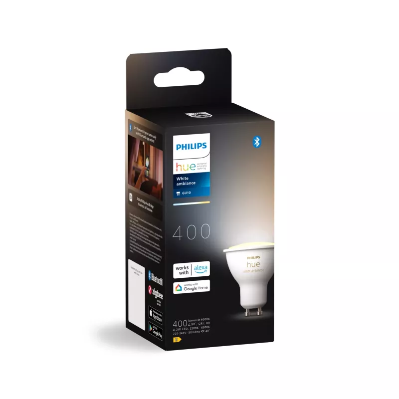 Philips Hue White Ambiance GU10 – foco inteligente, bombilla inteligente, Bluetooth/Zigbee, blanco, LED, GU10, GU10