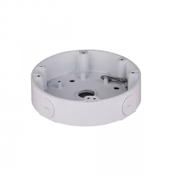 Caja de conexión DAHUA PFA138 universal blanca – capacidad 3 kg, Ø 16,1 cm, altura 38 mm, rosca de 3/4