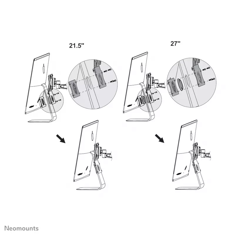 Neomounts FPMA-VESAMAC2127 placa adaptadora VESA para iMac, 21,5-27 pulgadas, VESA 75x75 / 100x100 mm, máx. 15 kg, de acero, 730 g, plateada