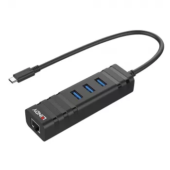 Hub USB Lindy USB 3.2 Type-C hub y convertidor Gigabit Ethernet