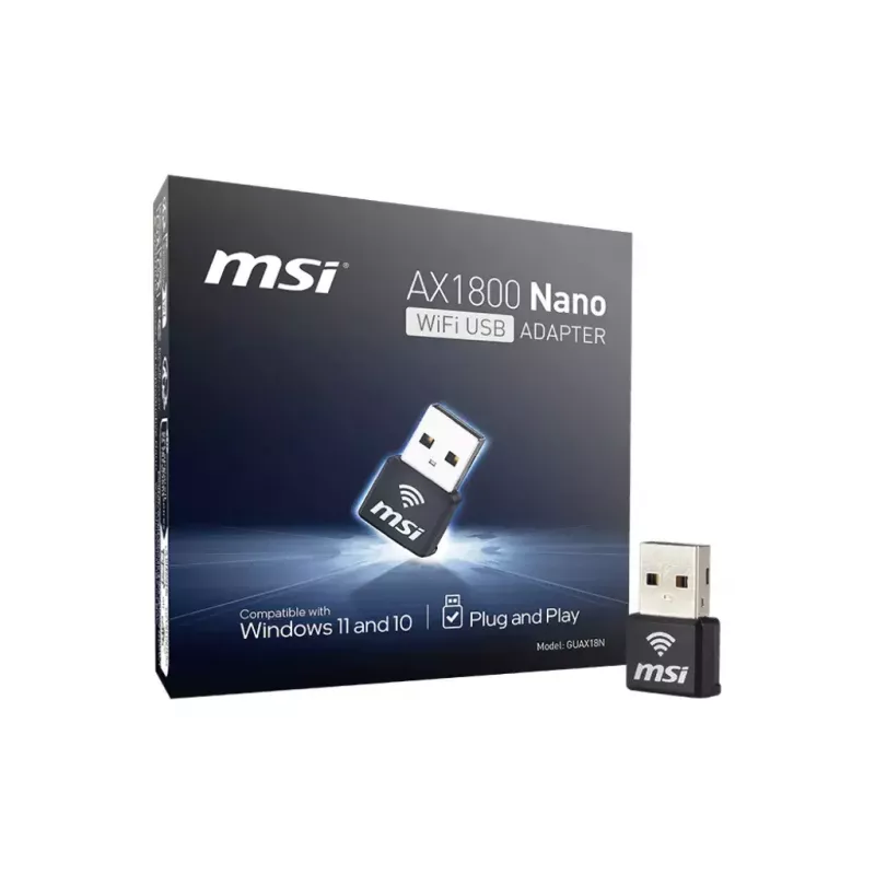 Adaptador USB MSI AX1800 Nano WiFi USB 2.0 negro