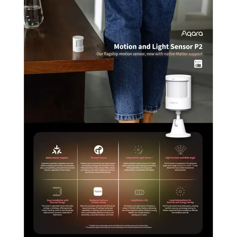 Sensor de movimiento para hogar inteligente, modelo: P2/ML-S03D, Aqara