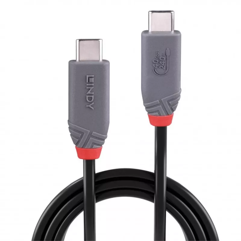 Cable Lindy 0,8 m USB 4 240 W Type-C, Anthra Line