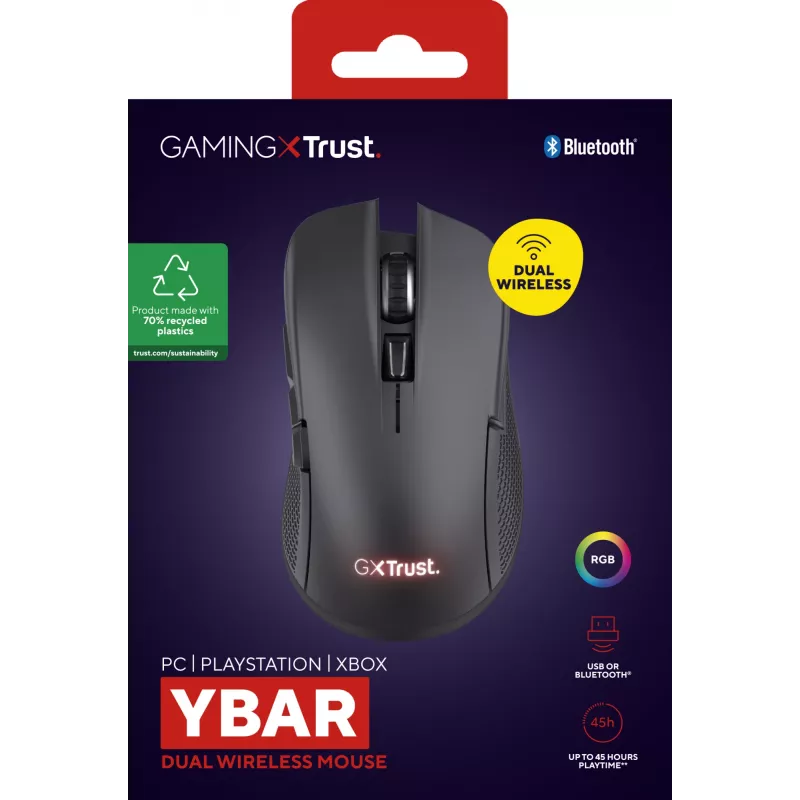 Ratón gaming Trust GXT 931 Ybar Diestro Bluetooth Láser 7200 DPI