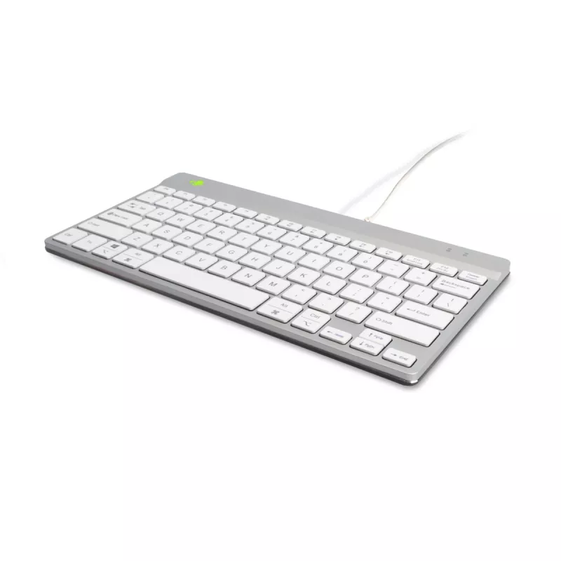 Teclado ergonómico R-Go Tools R-Go Compact Break, teclado compacto con software de pausas, QWERTY (US), con cable, blanco