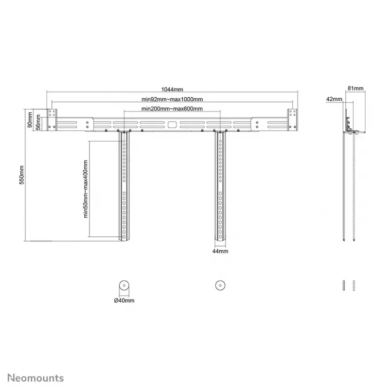 Soporte para videobar/barra de sonido Neomounts AWL29-750BL1 VESA - máx. 10 kg - universal