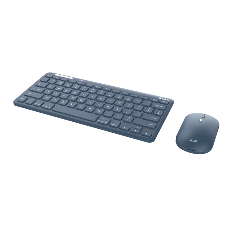 Teclado Trust Lyra con ratón incluido Oficina RF Wireless + Bluetooth QWERTY Inglés de EE. UU. Azul