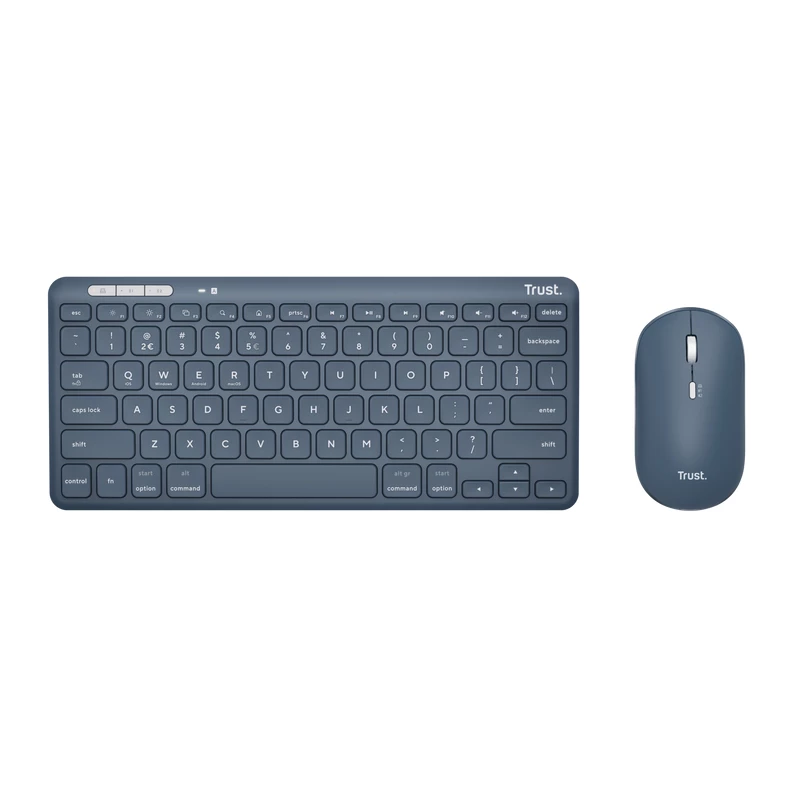 Teclado Trust Lyra con ratón incluido Oficina RF Wireless + Bluetooth QWERTY Inglés de EE. UU. Azul