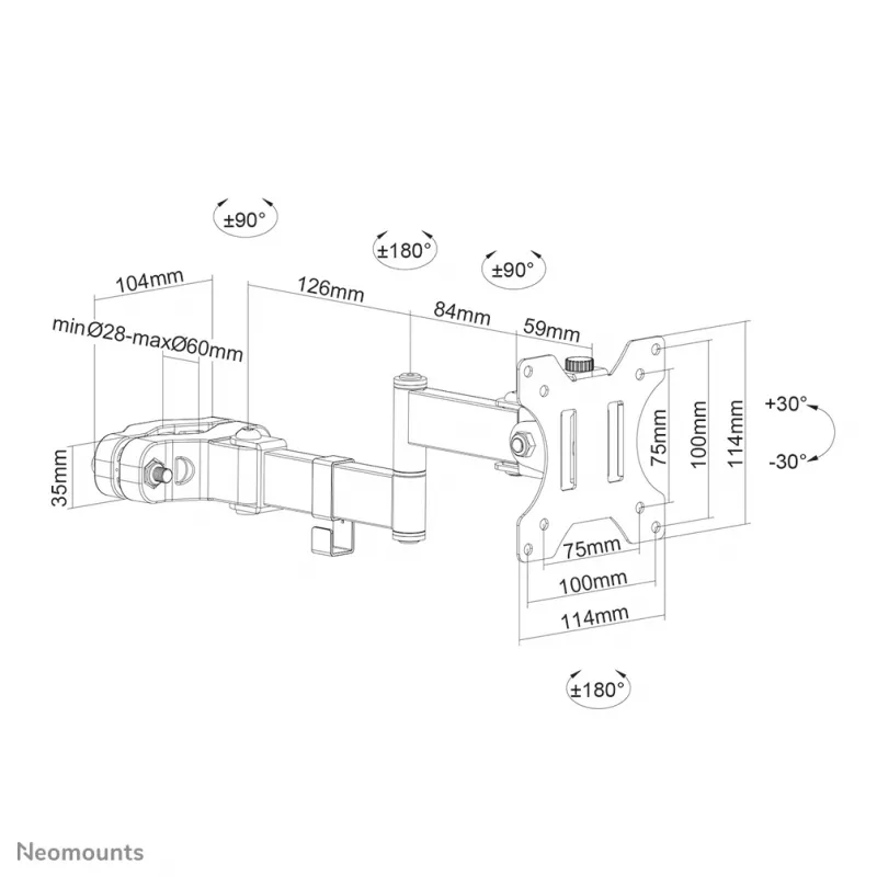 Soporte de montaje en mástil para TV Neomounts FL40-450BL11 17-32