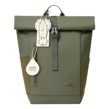 Mochila de viaje Rivacase Eden oliva piel PU poliéster rPET 250x160x430mm
