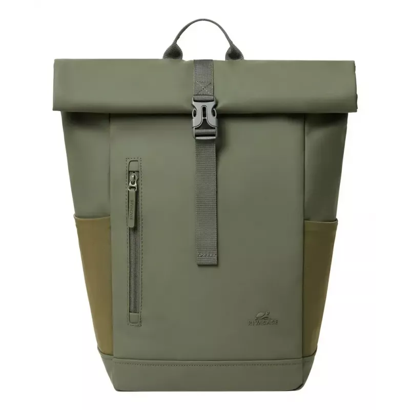 Mochila de viaje Rivacase Eden oliva piel PU poliéster rPET 250x160x430mm