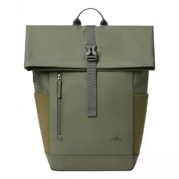 Mochila de viaje Rivacase Eden oliva piel PU poliéster rPET 250x160x430mm