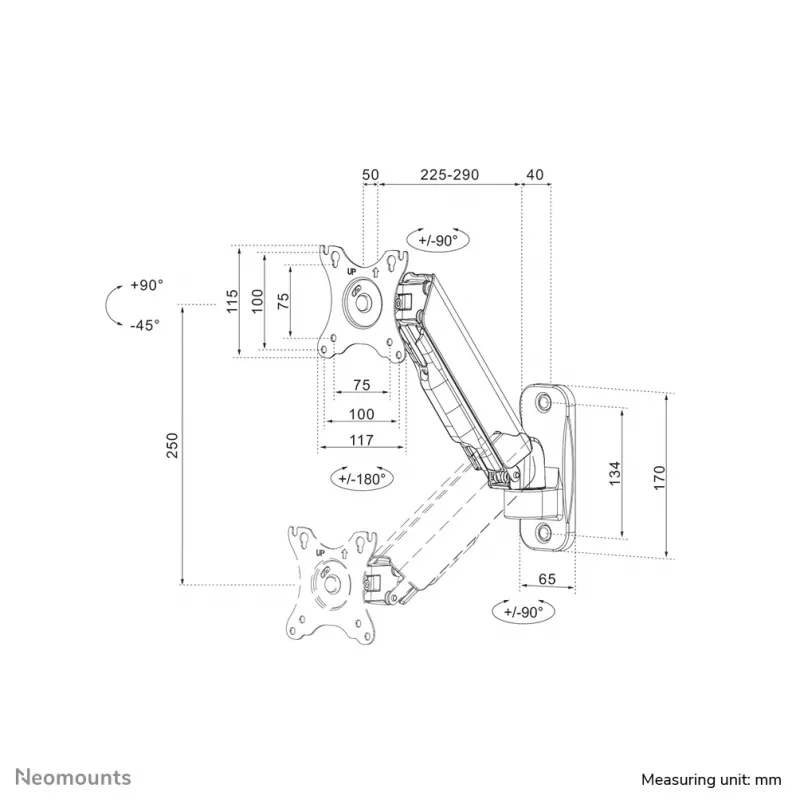 Soporte de pared para monitor/TV Neomounts WL70-440BL11 17-32