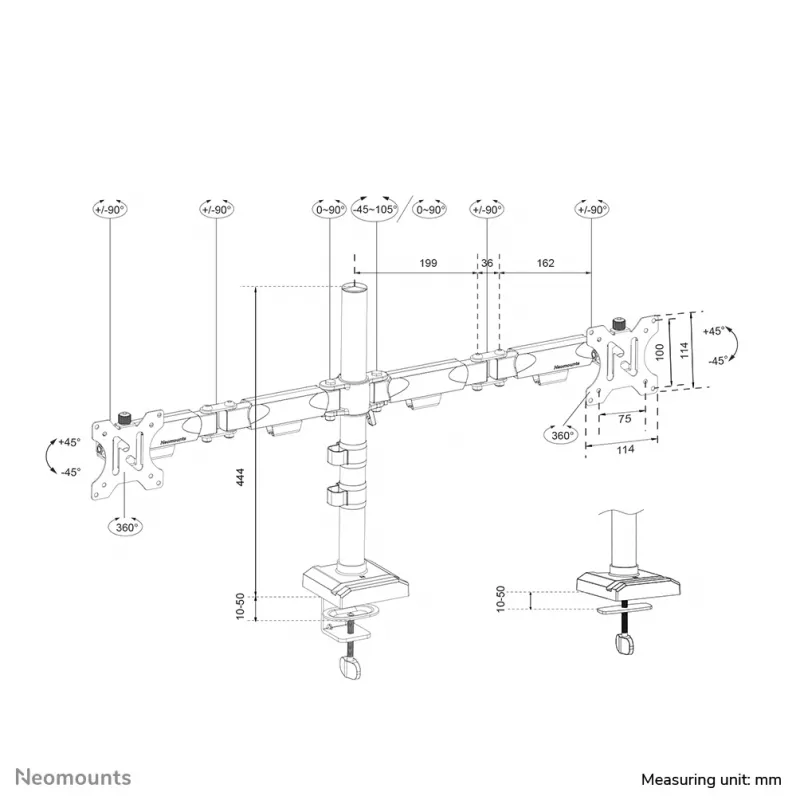 Brazo para monitor Neomounts DS60-600BL2 10-32