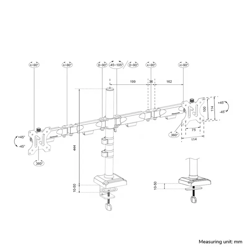 Brazo para monitor Neomounts DS60-600BL2 10-32