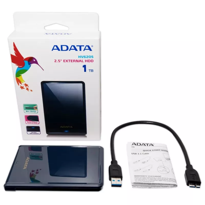 ADATA DashDrive HV620S AHV620S-1TU31-CBL disco duro externo, 1 TB, 2,5", USB 3.1, azul