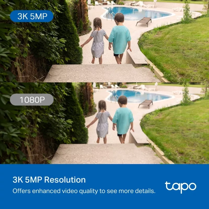 Cámara de seguridad Wi-Fi con giro/inclinación para exterior TP-Link ESPEC.: 3K 5MP (2880x1620), 2,4 GHz, 2 antenas externas, 1 puerto Ethernet, horizontal 360°