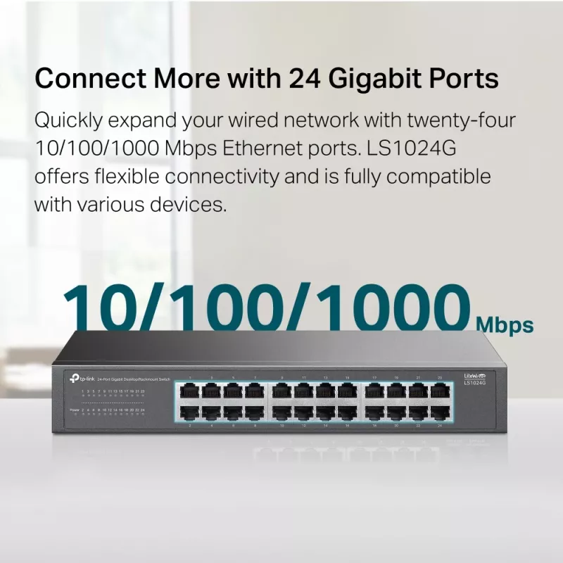 Conmutador de red TP-Link LS1024G No gestionado Gigabit Ethernet (10/100/1000) Negro