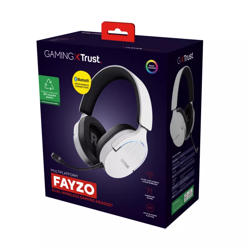 Trust GXT 491W FAYZO auriculares con cable e inalámbricos diadema gaming USB Type-C Bluetooth negro, blanco