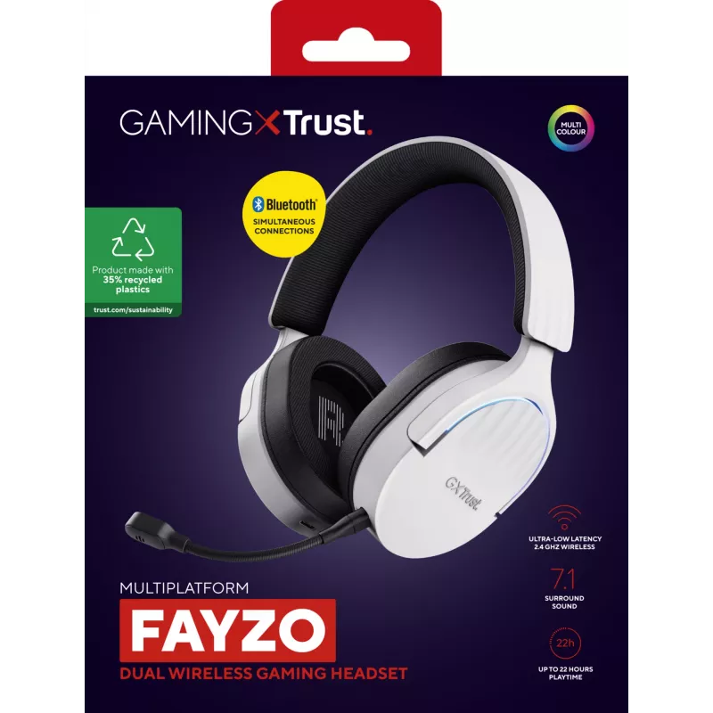 Trust GXT 491W FAYZO auriculares con cable e inalámbricos diadema gaming USB Type-C Bluetooth negro, blanco