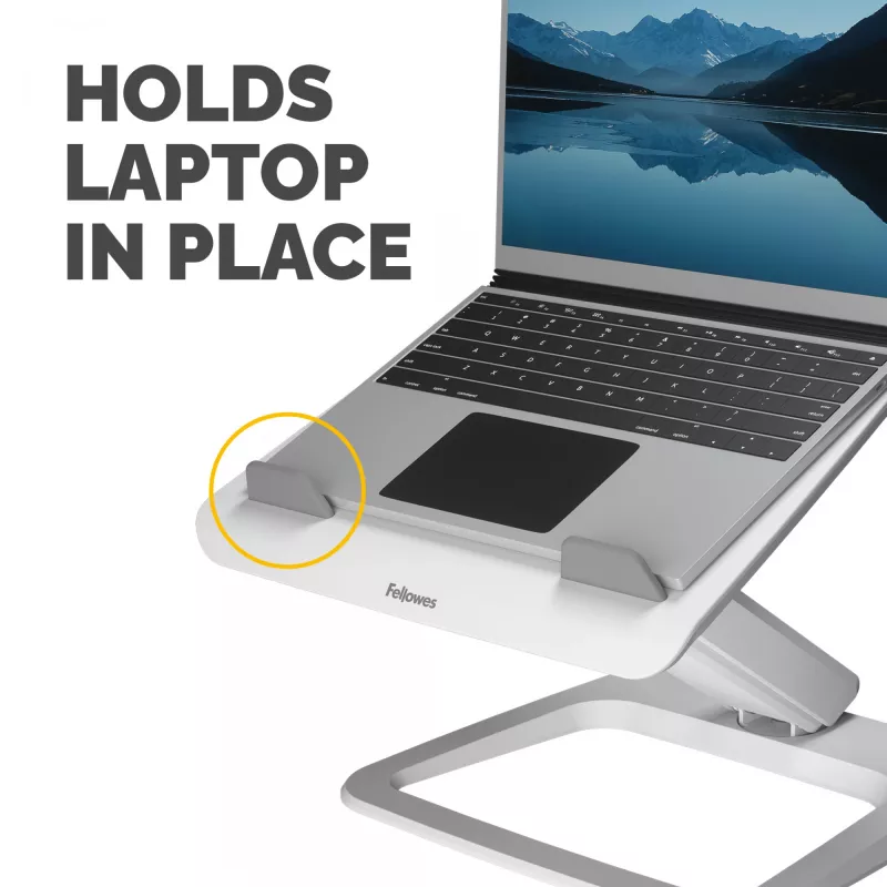 Fellowes soporte para portátil de escritorio – Hana LT soporte para portátil para casa y la oficina – soporte para portátil ajustable con 3 alturas – tamaño máx. de monitor 19 inch, peso máx. 4,5 kg – blanco