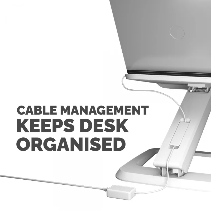 Fellowes soporte para portátil de escritorio – Hana LT soporte para portátil para casa y la oficina – soporte para portátil ajustable con 3 alturas – tamaño máx. de monitor 19 inch, peso máx. 4,5 kg – blanco