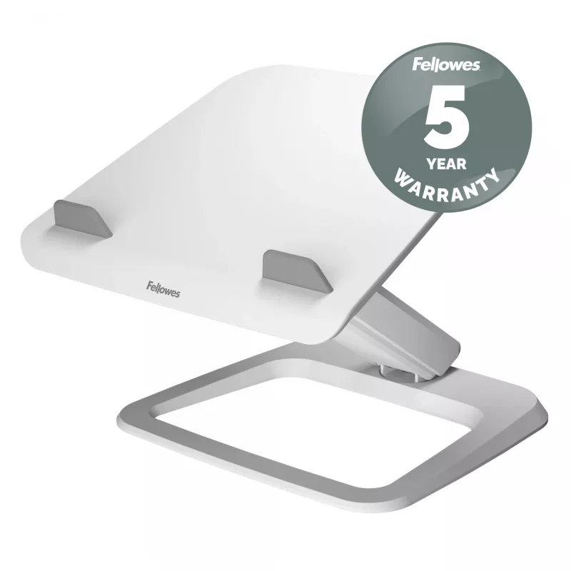 Fellowes soporte para portátil de escritorio – Hana LT soporte para portátil para casa y la oficina – soporte para portátil ajustable con 3 alturas – tamaño máx. de monitor 19 inch, peso máx. 4,5 kg – blanco