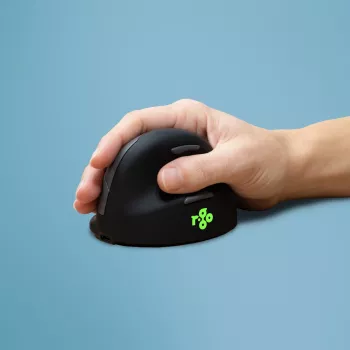 R-Go Tools ratón ergonómico R-Go HE Break con software de pausas, grande (tamaño de mano ≥ 185 mm), para diestros, Bluetooth, negro