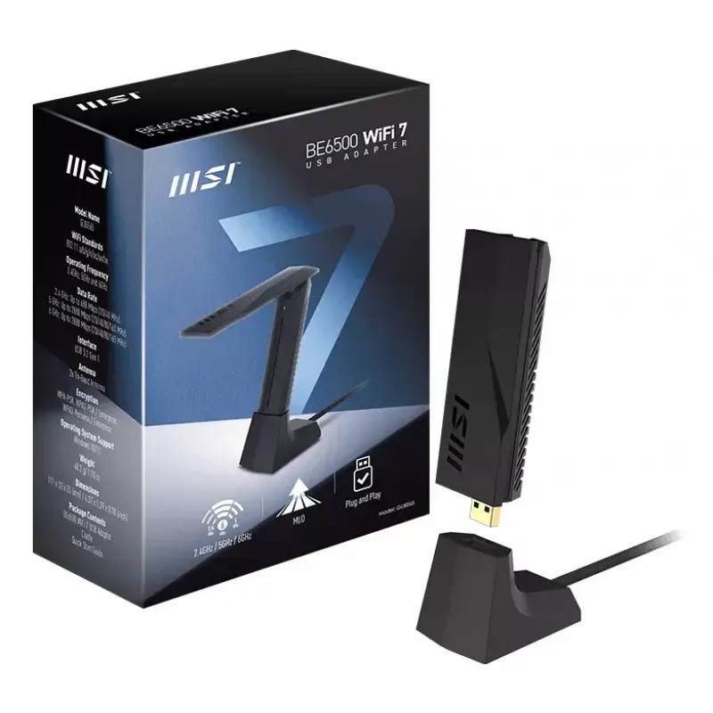 Memoria USB MSI BE6500 WiFi7 USB 3.2 Gen 1 dongle negro