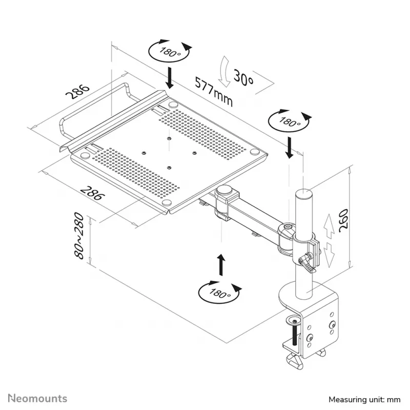 Soporte para portátil Neomounts NOTEBOOK-D100 brazo de monitor 10-22