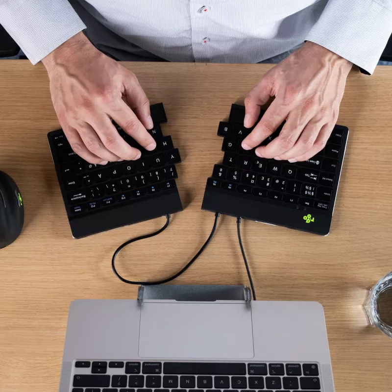 Teclado ergonómico R-Go Tools R-Go Split Break v2 con software Break, teclado dividido ergonómico, QWERTY (UK), con cable, negro