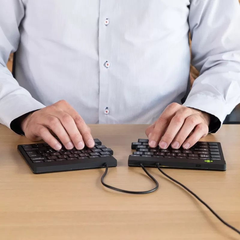 Teclado ergonómico R-Go Tools R-Go Split Break v2 con software Break, teclado dividido ergonómico, QWERTY (US), con cable, negro