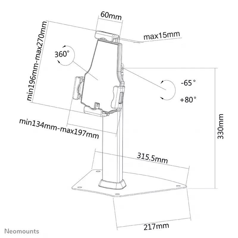 Soporte para tablet Neomounts TABLET-D150SILVER para mesa 7,9-10,5