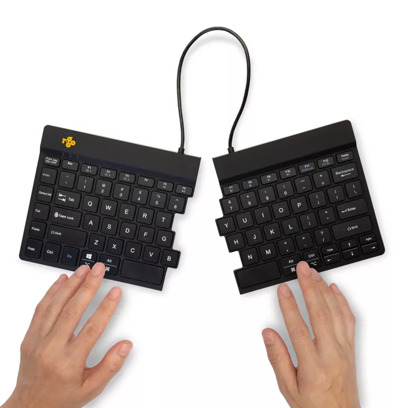 Teclado ergonómico R-Go Tools R-Go Split Break con software de pausas, teclado dividido ergonómico, QWERTY (US), Bluetooth, negro