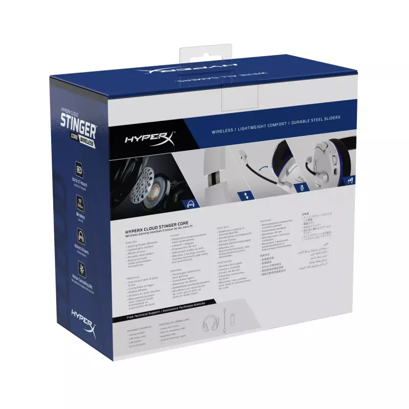 HyperX Cloud Stinger Core – Auriculares gaming inalámbricos (blanco-azul) – PS5-PS4