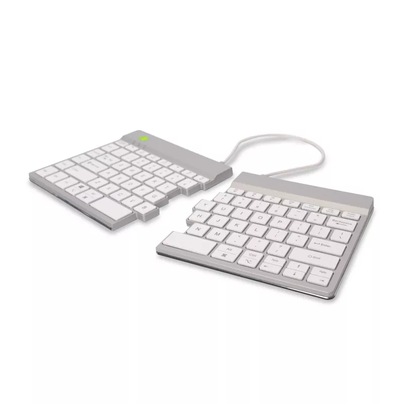 Teclado ergonómico R-Go Tools R-Go Split Break con software de pausas, teclado ergonómico dividido, QWERTY (US), Bluetooth, blanco