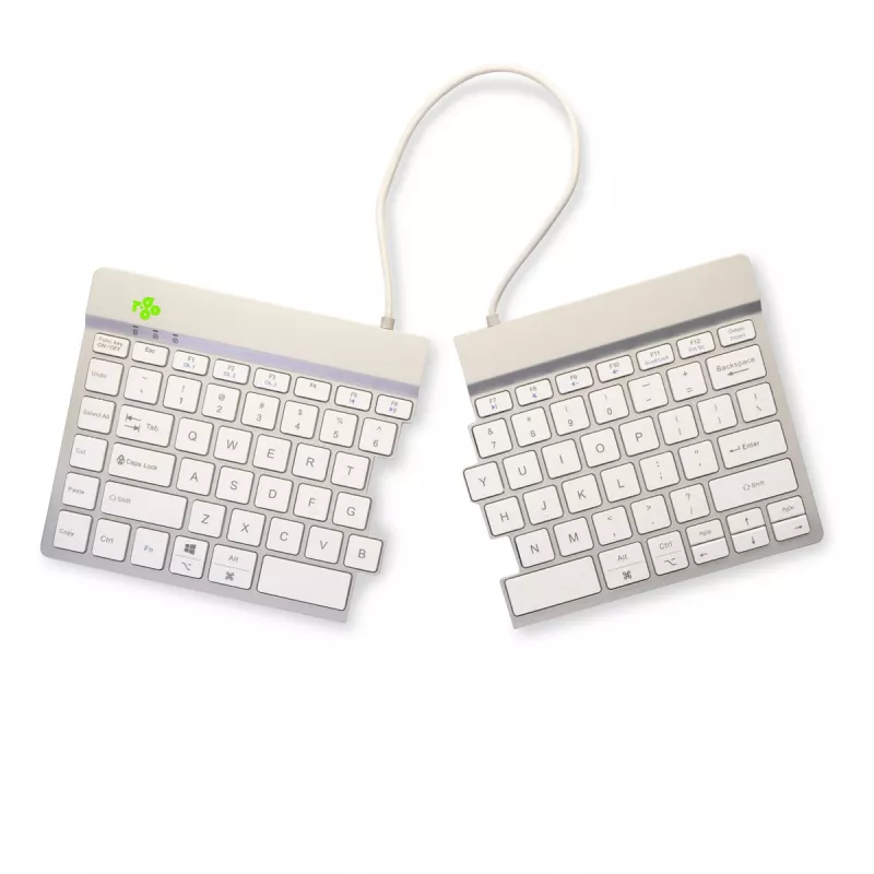 Teclado ergonómico R-Go Tools R-Go Split Break con software de pausas, teclado ergonómico dividido, QWERTY (US), Bluetooth, blanco