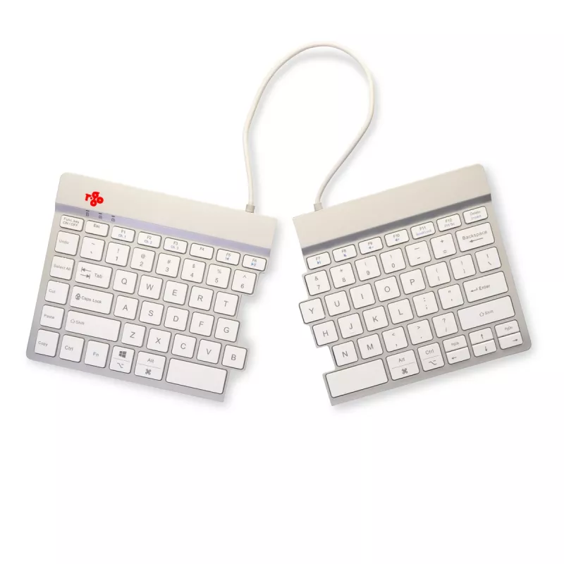 Teclado ergonómico R-Go Tools R-Go Split Break con software de pausas, teclado ergonómico dividido, QWERTY (US), Bluetooth, blanco