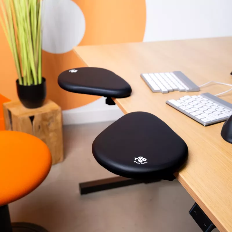 Reposabrazos R-Go Tools R-Go Split, reposabrazos ergonómico de dos piezas, ajustable, simétrico, con Softfoam, negro