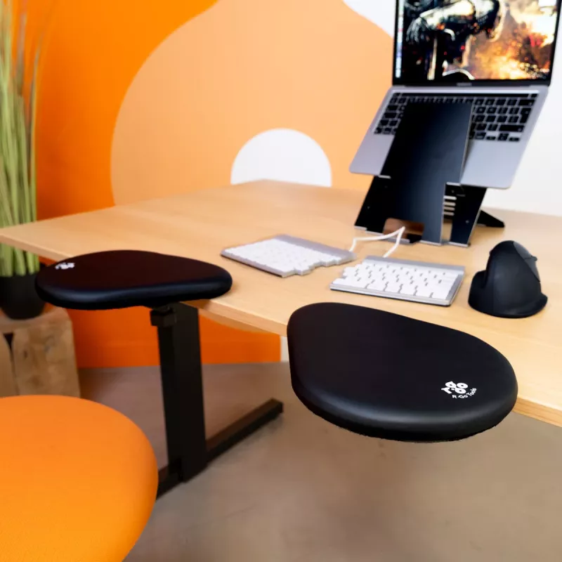 Reposabrazos R-Go Tools R-Go Split, reposabrazos ergonómico de dos piezas, ajustable, simétrico, con Softfoam, negro