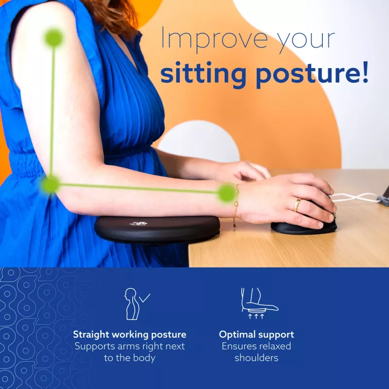 Reposabrazos R-Go Tools R-Go Split, reposabrazos ergonómico de dos piezas, ajustable, simétrico, con Softfoam, negro