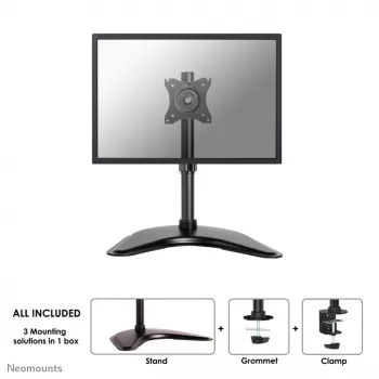 Soporte de monitor Neomounts NM-D335 negro 10-30 pulgadas, pinza/de pie/pasacables de mesa, 10 kg, 25,4 cm (10