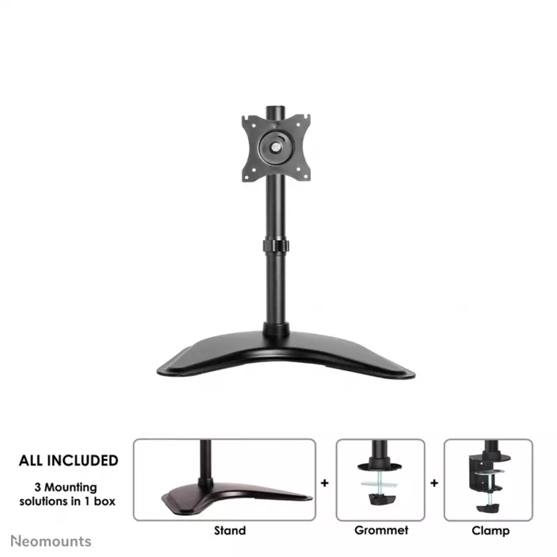 Soporte de monitor Neomounts NM-D335 negro 10-30 pulgadas, pinza/de pie/pasacables de mesa, 10 kg, 25,4 cm (10 inch), 76,2 cm (30 inch), 100 x 100 mm, negro