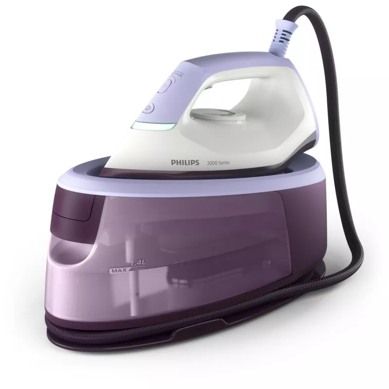 Centro de planchado con vapor Philips 3000 series PSG3000/30 2400 W 1,4 L suela cerámica lila, blanco